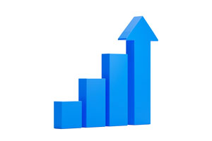 blue graph chart arrow icon sign symbol white background 3d illustration